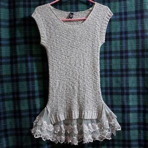 WINDSOR CROCHET SHORT SLEEVE DRESS w/ LACE SKIRT❄️